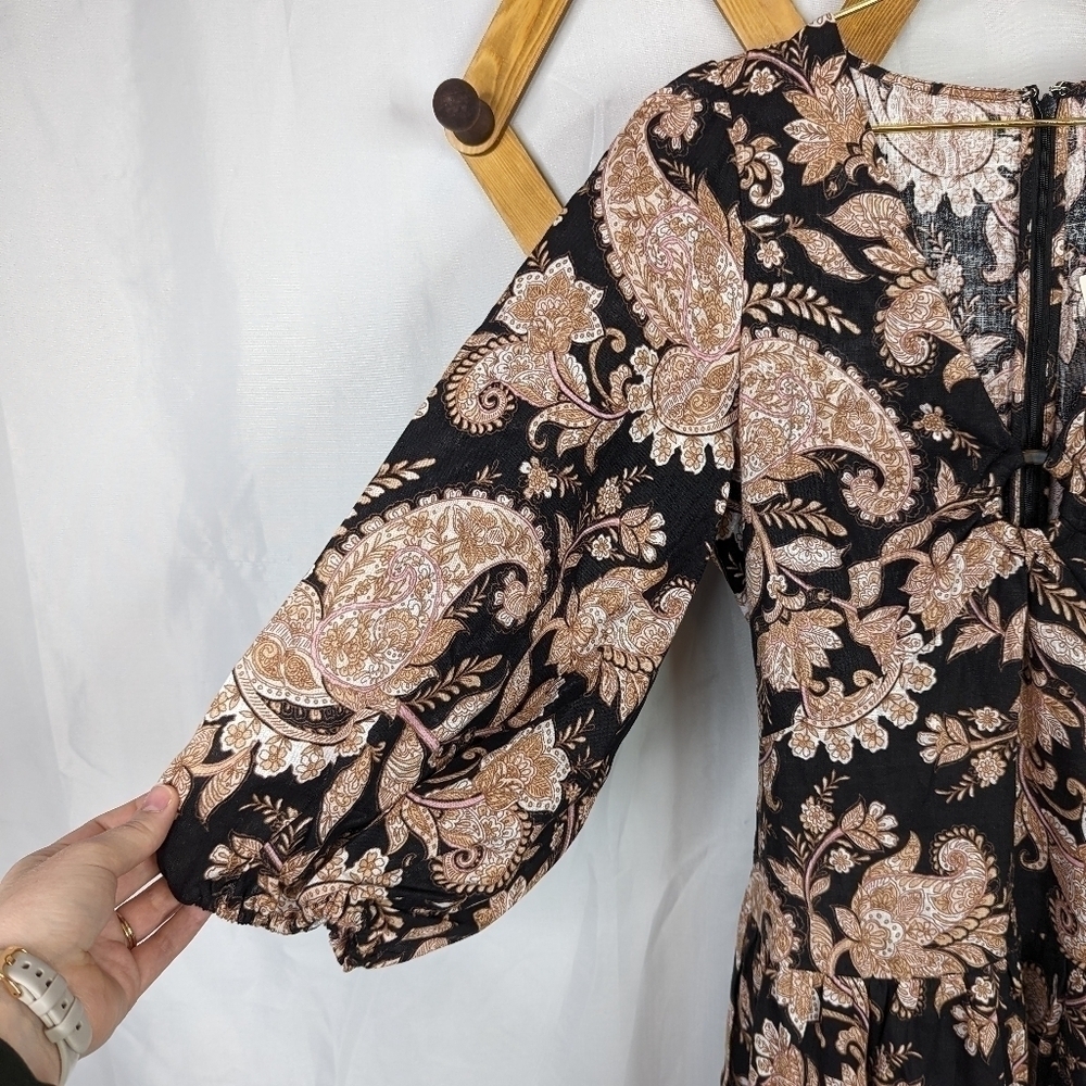 Anthropologie Kivari Floral Paisley Puff Sleeve Maxi Dress Size M - Picture 6 of 9
